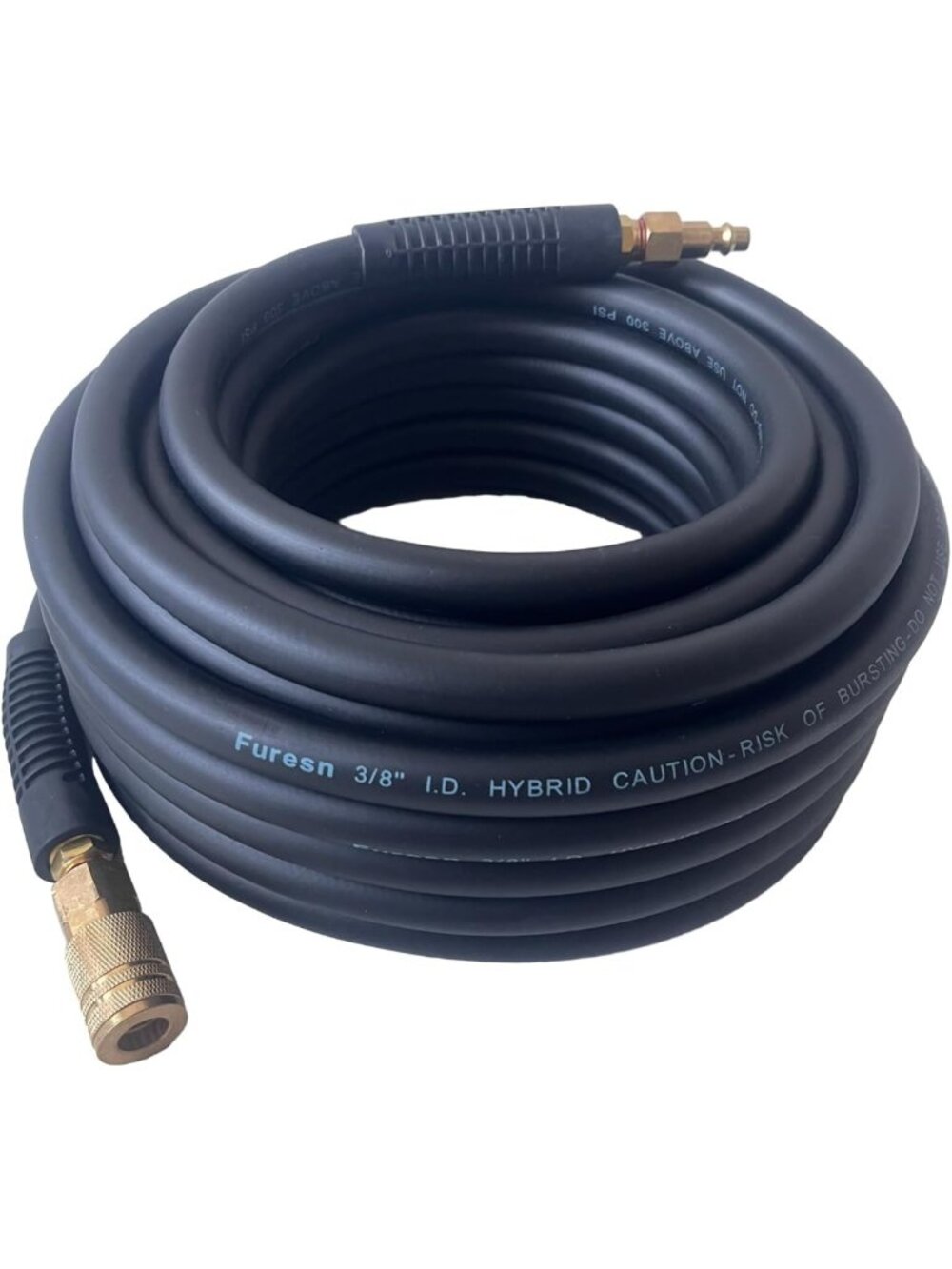 Heavy Duty 3/8" x 100ft Kink Resistant Air Hose, Lightweight Hybrid with Brass